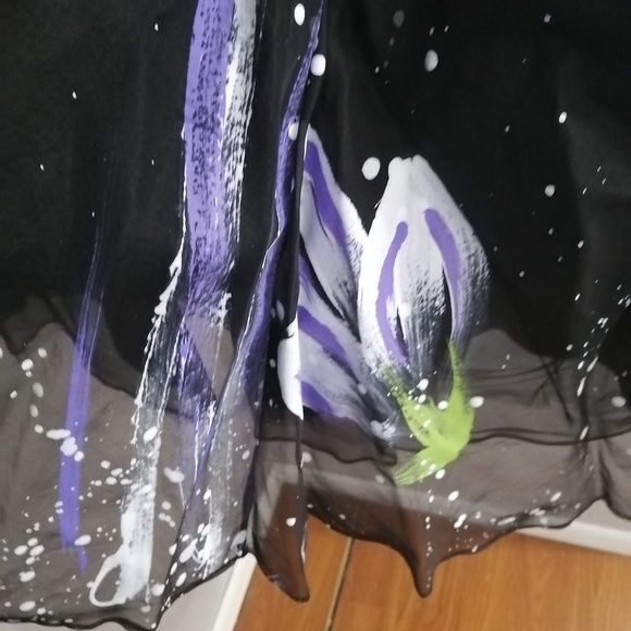 Alyce Designs Hand Painted Floral Black Dress - Picture 4 of 7